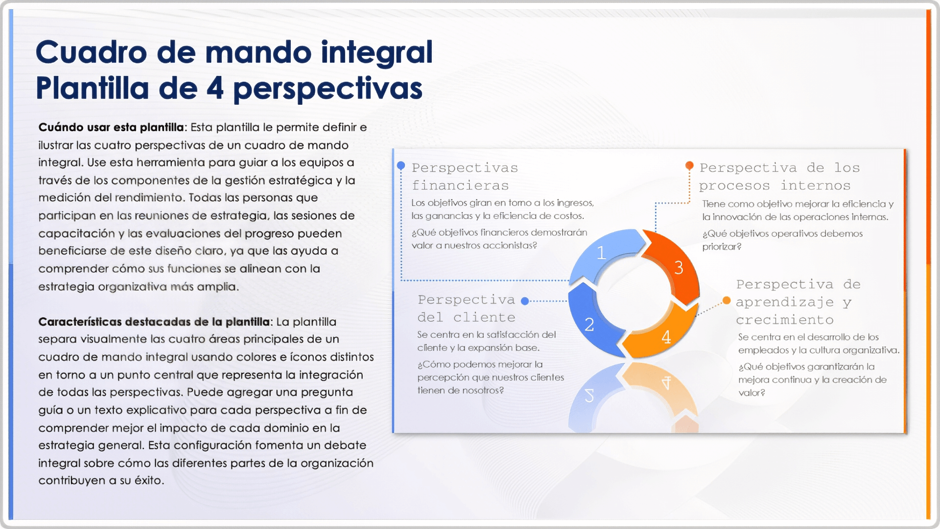  plantilla de cuadro de mando integral de 4 perspectivas