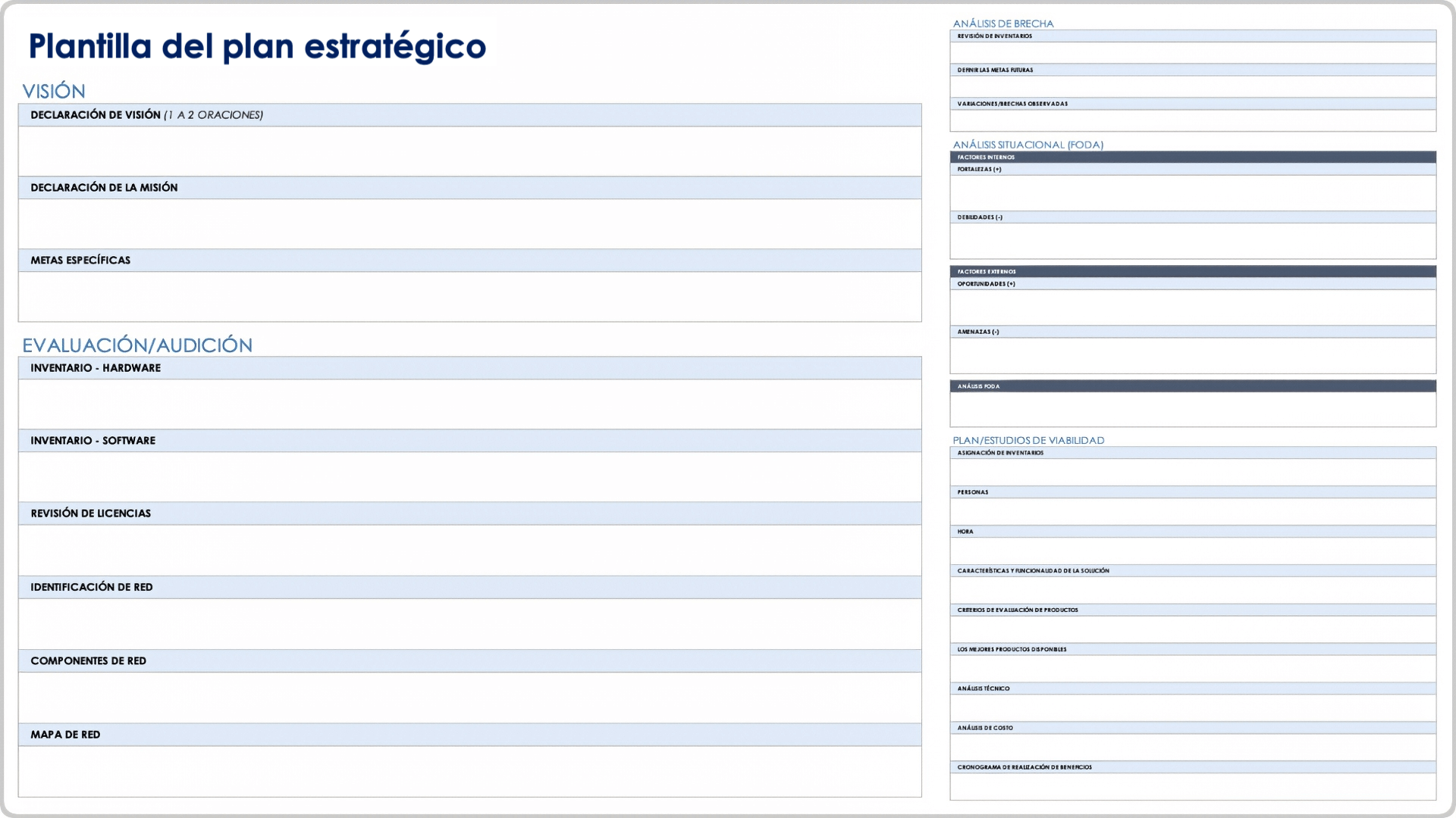  plantilla de plan estratégico de TI