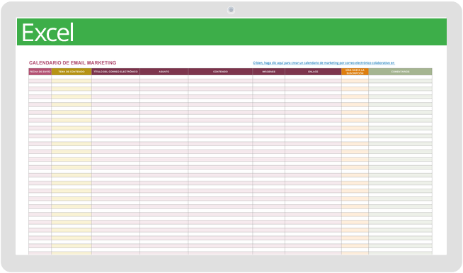 Calendario de marketing por correo electrónico