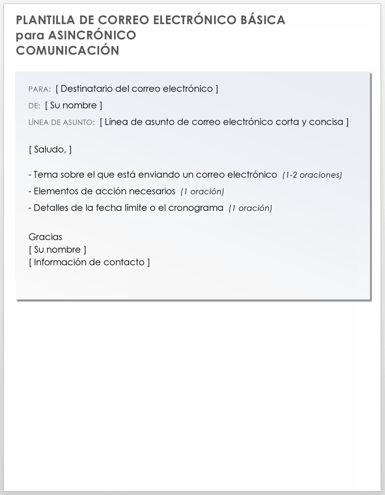Descargar la plantilla de correo electrónico básico para la comunicación asincrónica