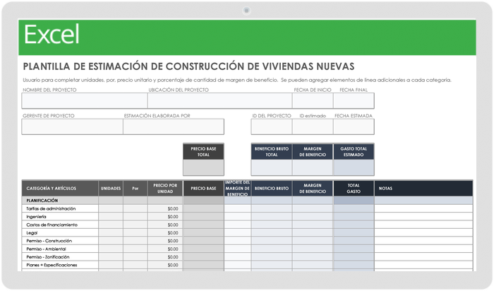 Estimación de construcción de vivienda nueva