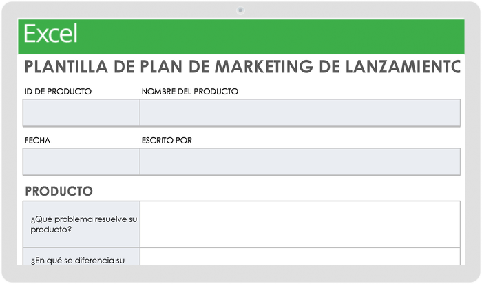 Plantilla de plan de marketing de lanzamiento de producto