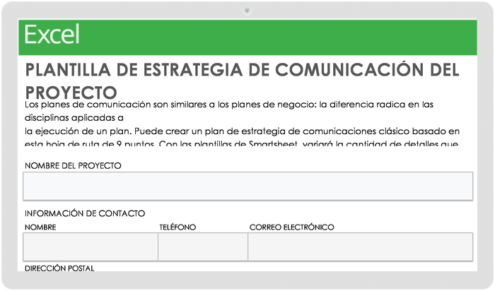 Plantilla de estrategia de comunicación de proyecto