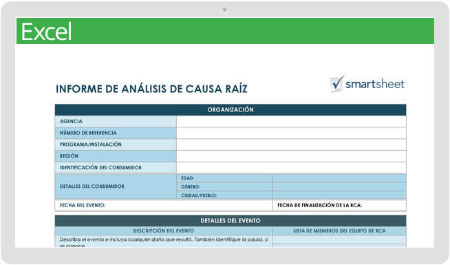 Plantilla de análisis de causa raíz