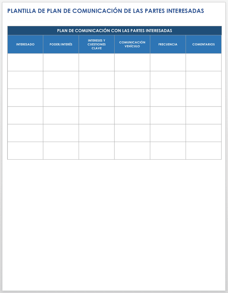 Plan de Comunicación con las Partes Interesadas