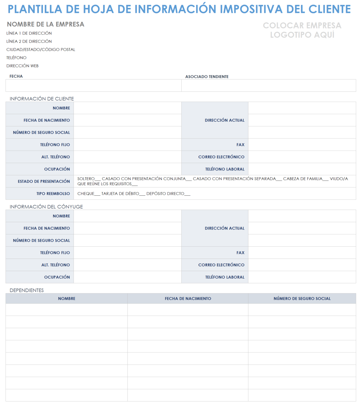 Ficha de información del cliente fiscal