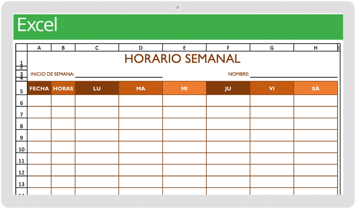 Horario de trabajo MON a SAT 2 en plantilla de página